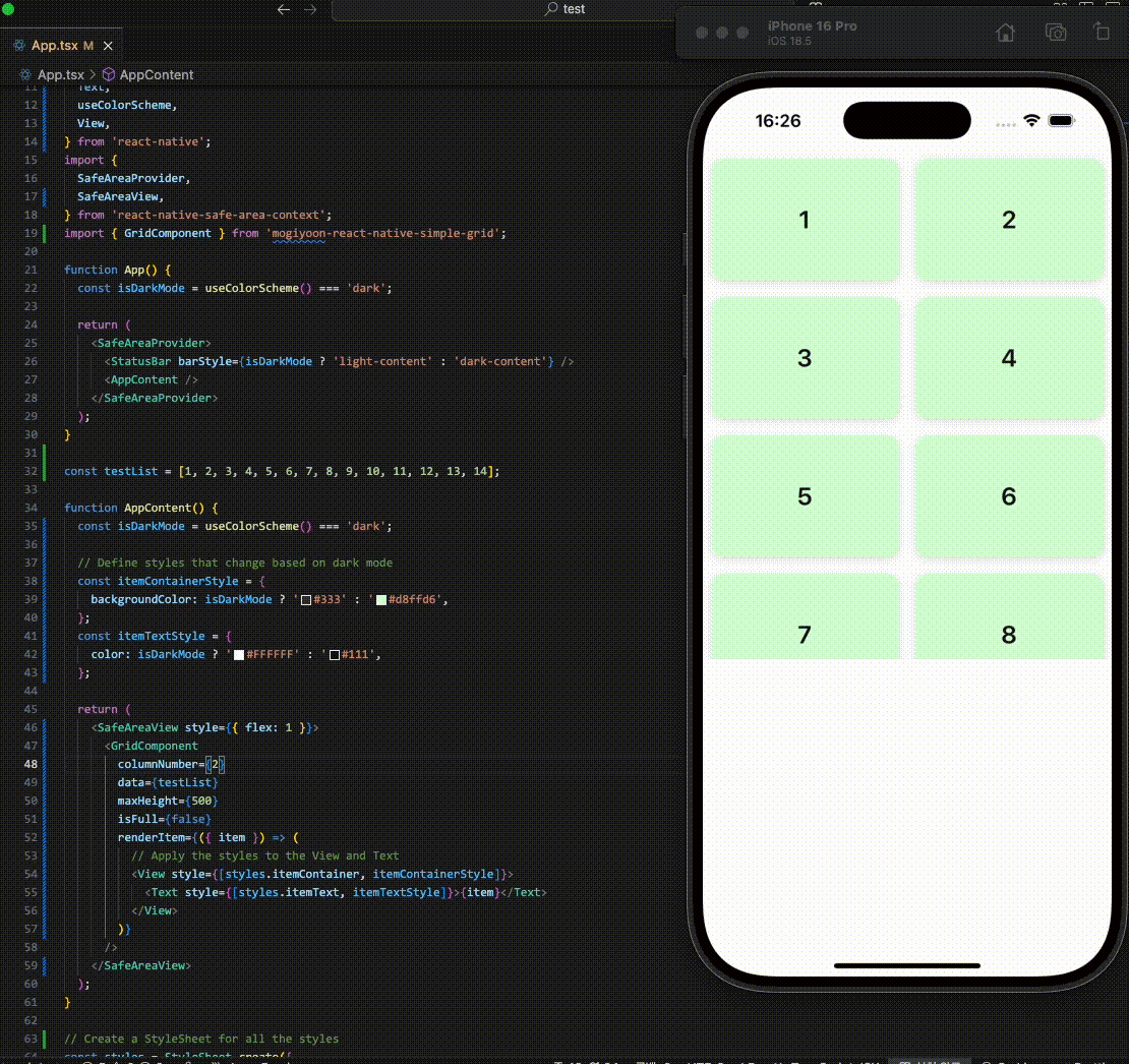 mogiyoon-react-native-simple-grid Demo